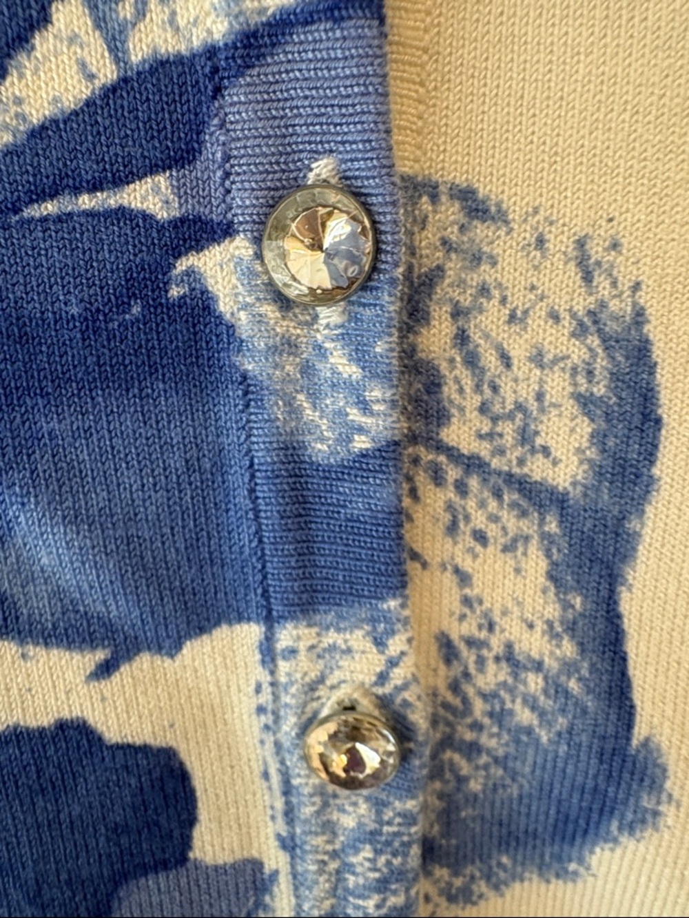 INC International Concepts White and Blue Floral Button-Front Top